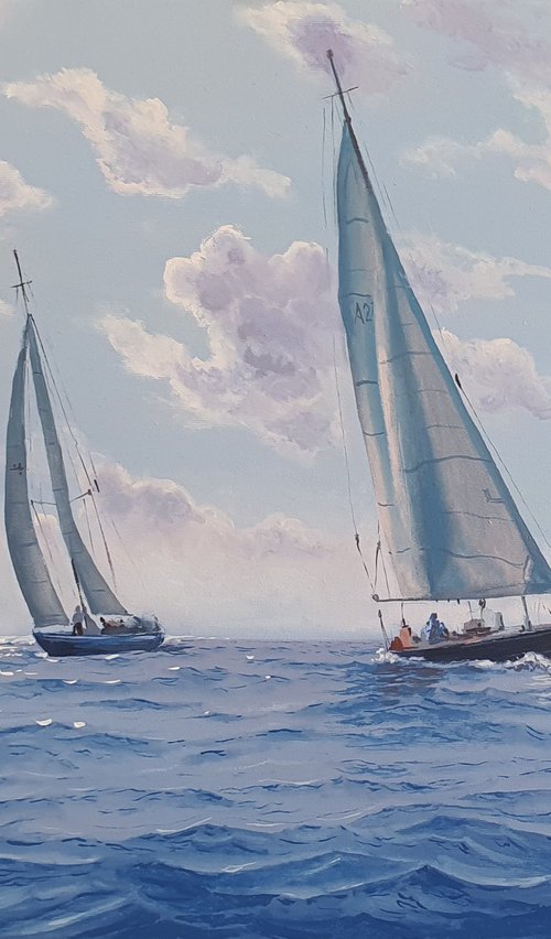 Seascape with Sailboats 27 by Garry Arzumanyan