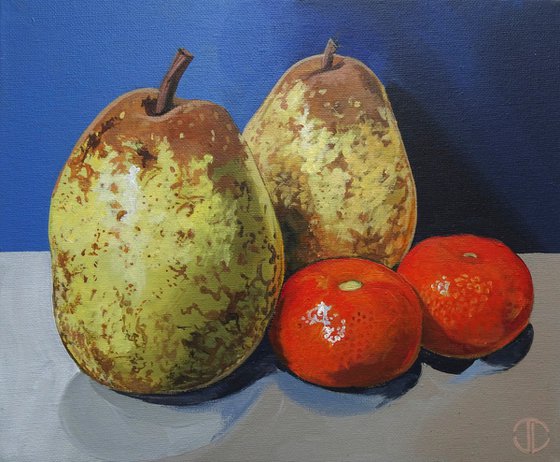 Still Life Pears And Oranges