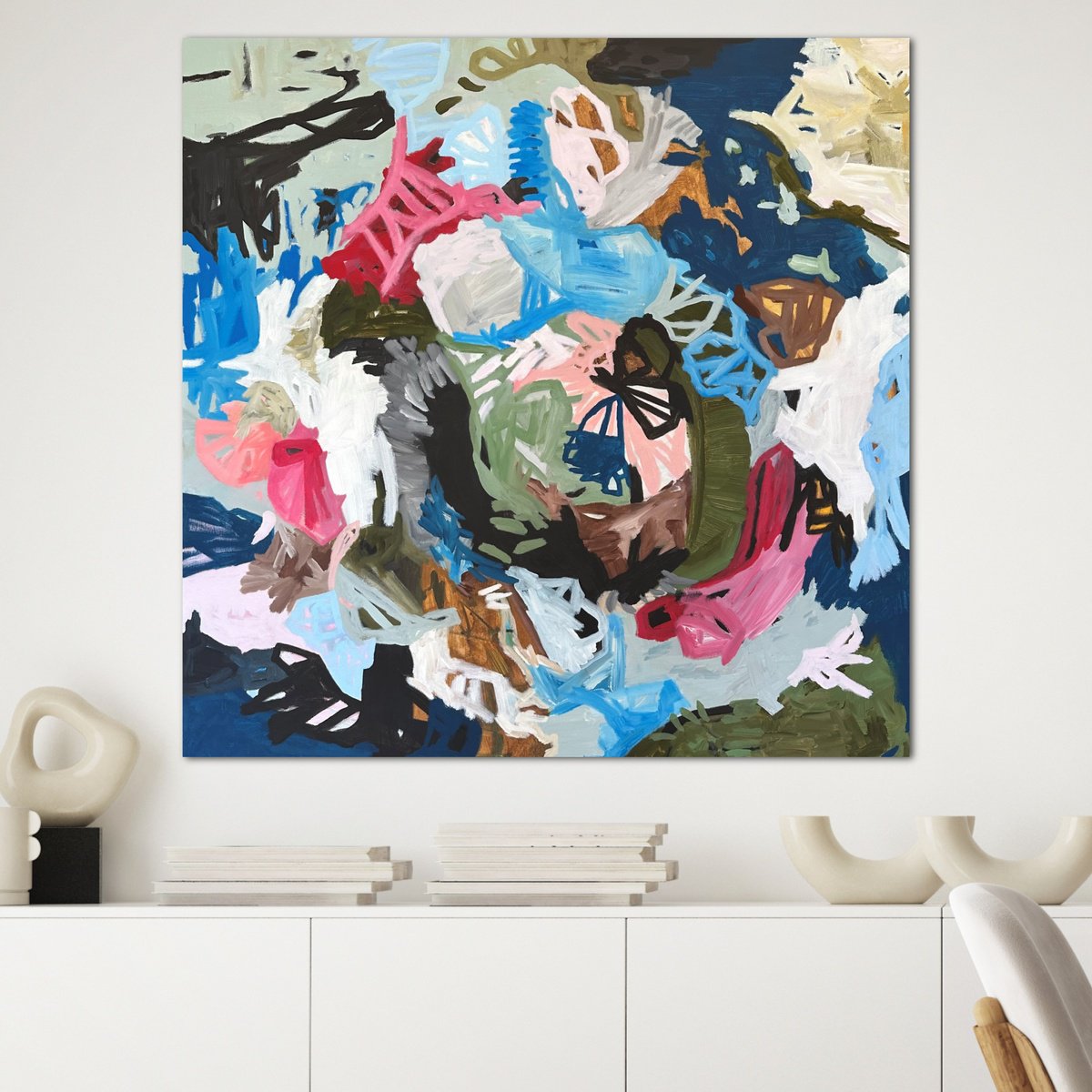 Organic Abstract Acrylic Painting By Kylie Sams, 40 X 40", Where It