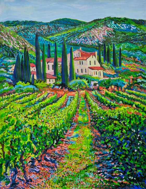 Tuscan Countryside with Vineyard