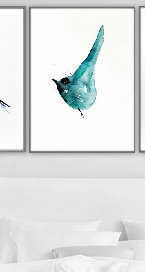 Set of 3 Bird Artworks. by Nadia Moniatis