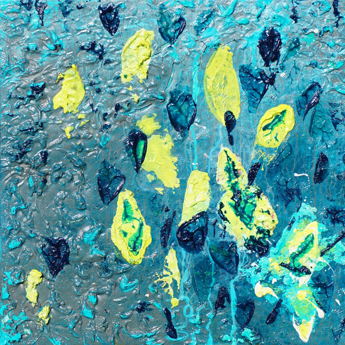 Abstract Oil Painting By Jelena B, 12 X 12, Ocean Floor 30X30Cm/12X12In, Original Artwork