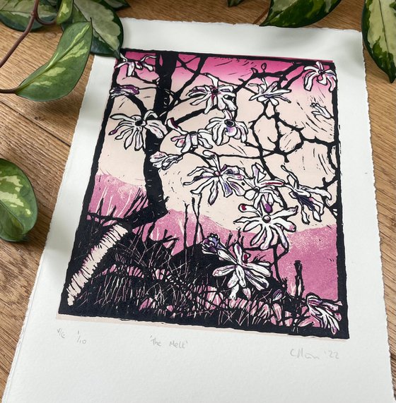 The Melt - Magnolia Linocut