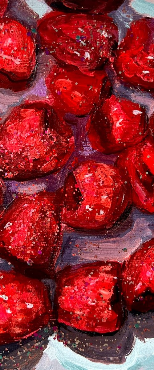 Still Life with Glittery Raspberries by Victoria Sukhasyan