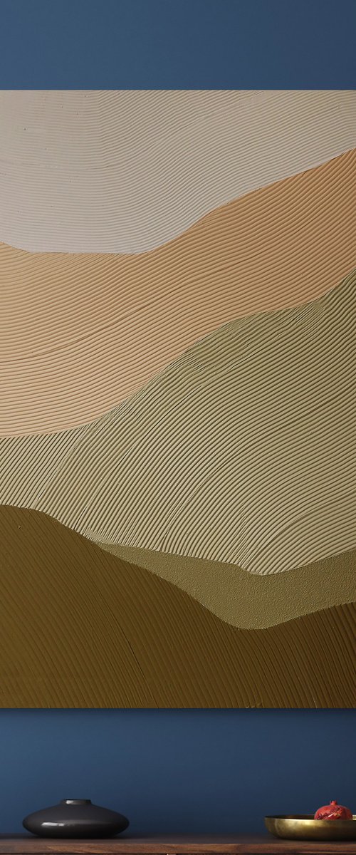 "Cream Field 2" Abstract beige high textured by Alex Zy