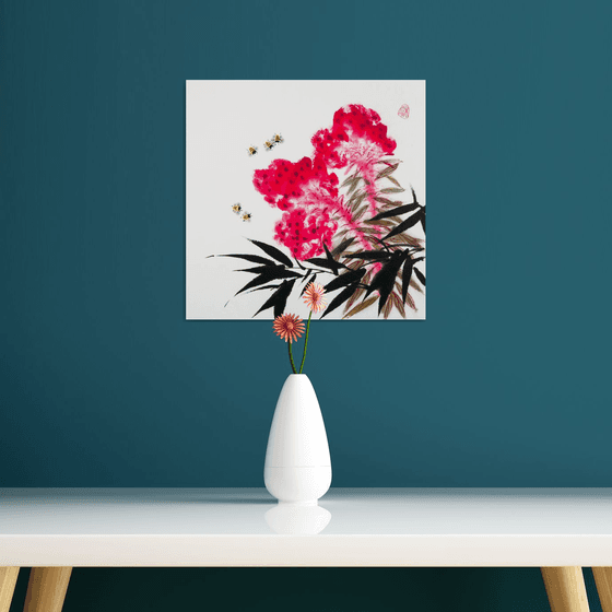 Celosia, Bamboo and Bees