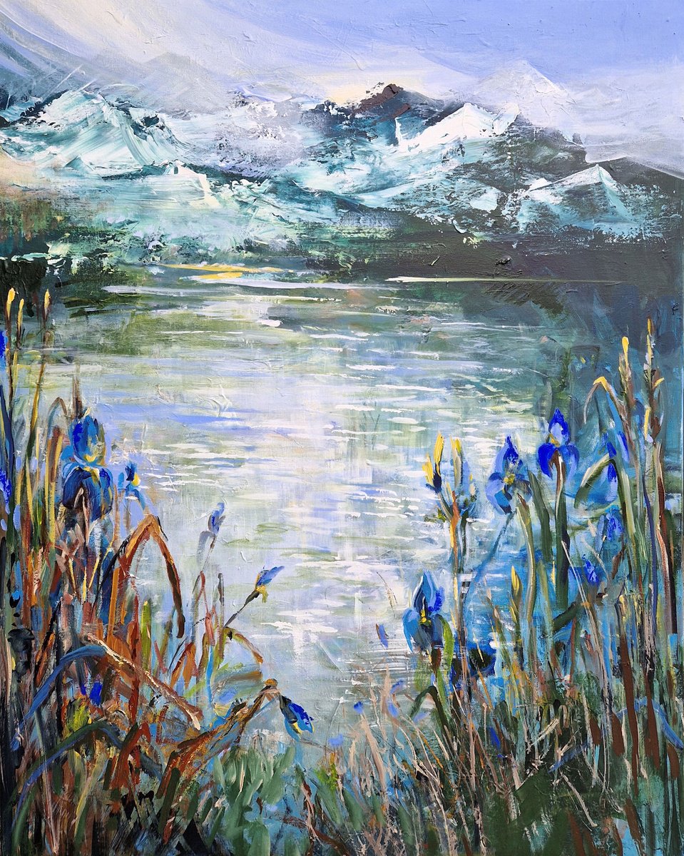 Blue irises at the lake by Irina Laube