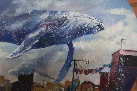 Hail-whales under the rooftops of Barcelona.
