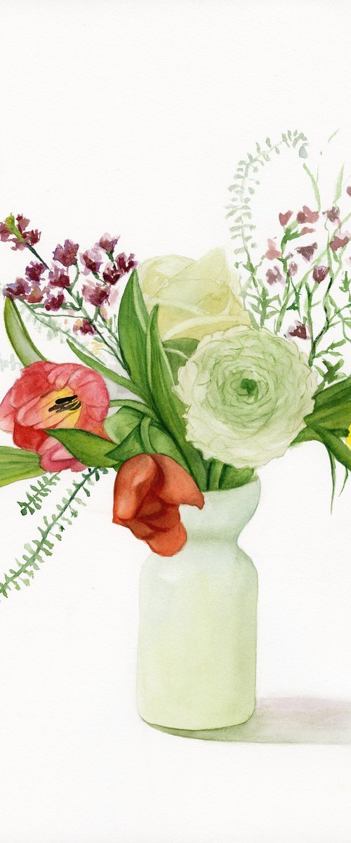 Flowers in Watercolor 28x38 by Tetiana Koda