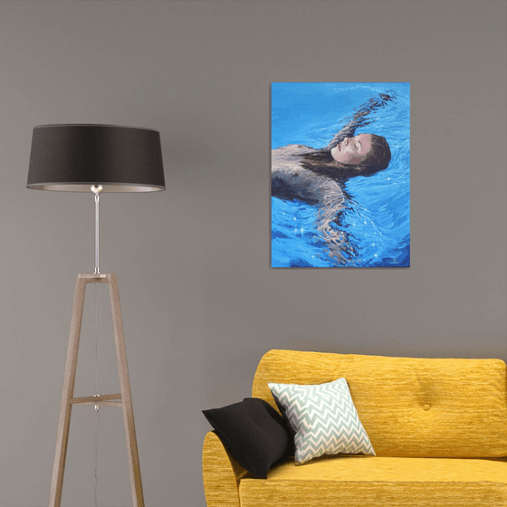 Blue bliss. original painting SEA summer GIFT sea swimming