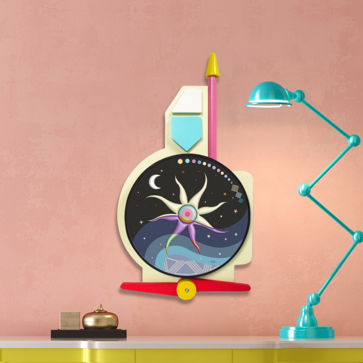 Geometric Abstract Wood Sculpture By Lanre Adefioye, 12 X 21", Starlight, Original Artwork