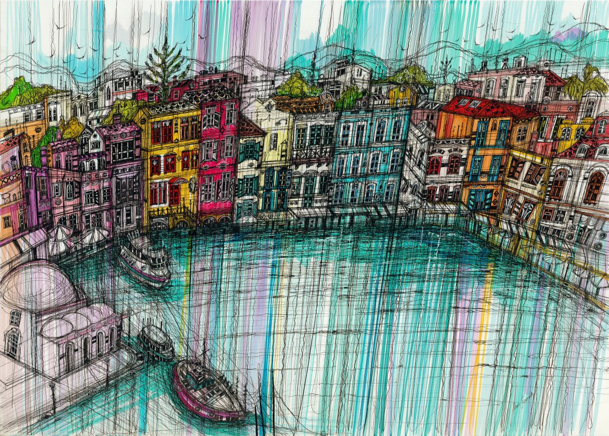 Impressionistic Drawing , Chania. Greece By Maria Susarenko, 35 X 26, Artwork For Sale On Artfinder