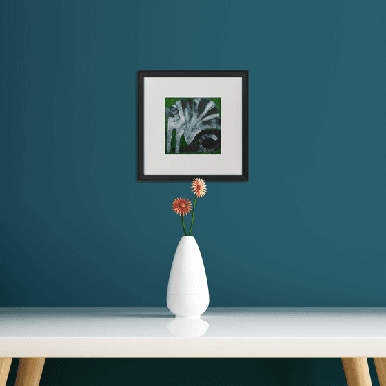 Tabby Cat on Green framed