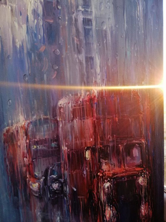 " London Rain" large oil painting by Artem Grunyka