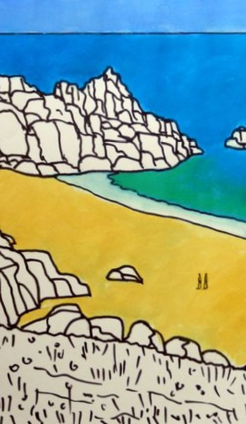 View towards The Logan Rock, Porthcurno. by Tim Treagust