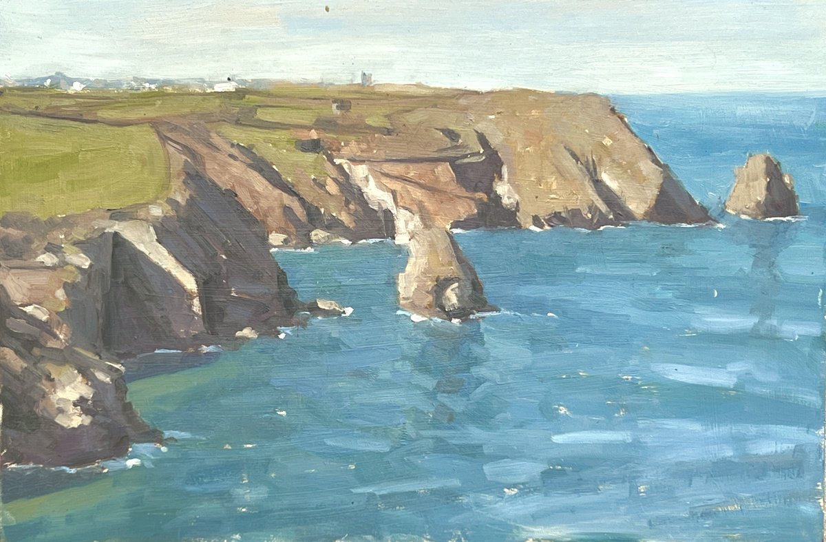 Impressionistic Landscape Oil Painting By Louise Gillard, 12 X 8", Coastal Path Towards Tintagel, Original Artwork