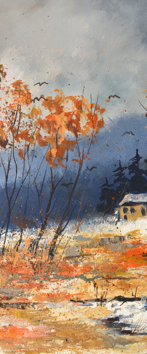 Some orange trees in winter by Pol Henry Ledent