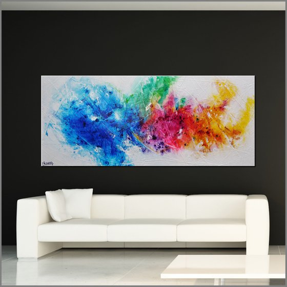 Colour Rush 240cm x 100cm Colourful Abstract Art