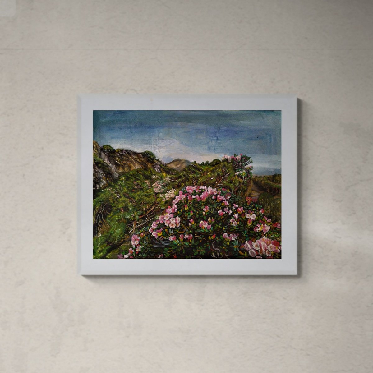 Landscape Oil Painting By Viktoria Deri, 15 X 12", Blossom Mountain, Original Artwork