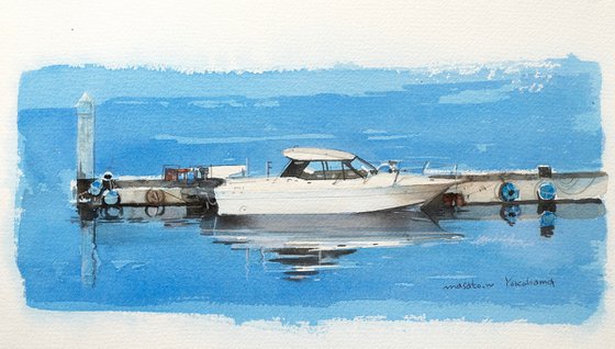 Moored Cruiser, Yokohama - 20x30cm Sketch