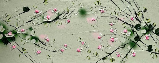 “Sweet Vibes II” textured floral artwork