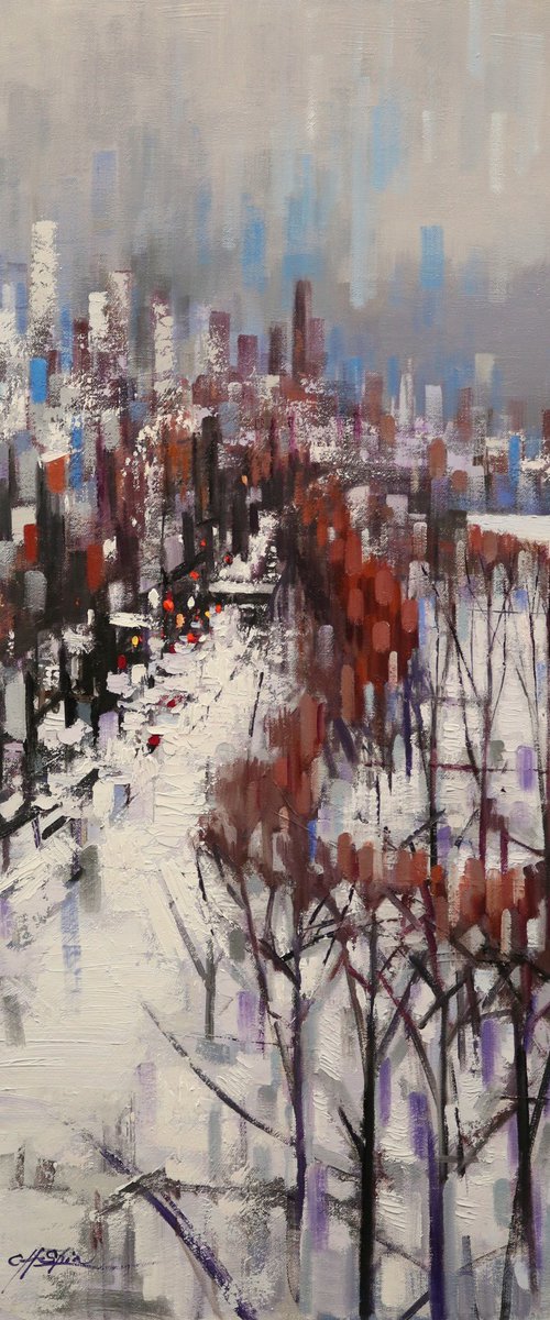 Entering New York in Winter by Chin H Shin