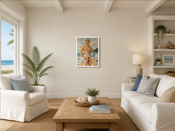 SUMMER REVERIE (NUDE MAN ON THE BEACH)