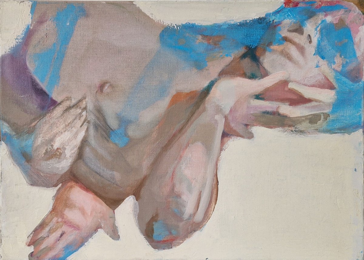 Impressionistic Portrait Oil Painting By Dick Van Dijk, 28 X 20, Float, Original Artwork