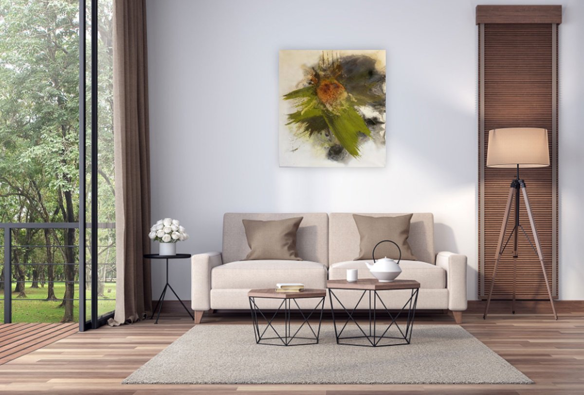 Abstract Acrylic Painting By Christa Haack, 31 X 34, Autumnal 1, Original Artwork