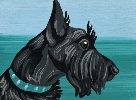 ACEO ATC Original Miniature Painting Scotty Pet Dog Art-Carla Smale