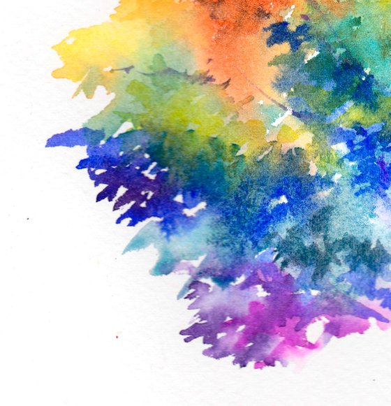 Rainbow Tree - Original Watercolour Painting