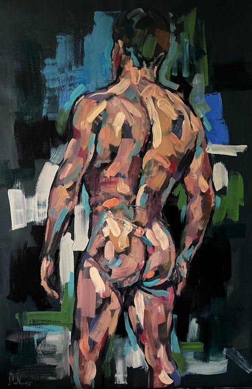 Male body oil painting by Emmanouil Nanouris