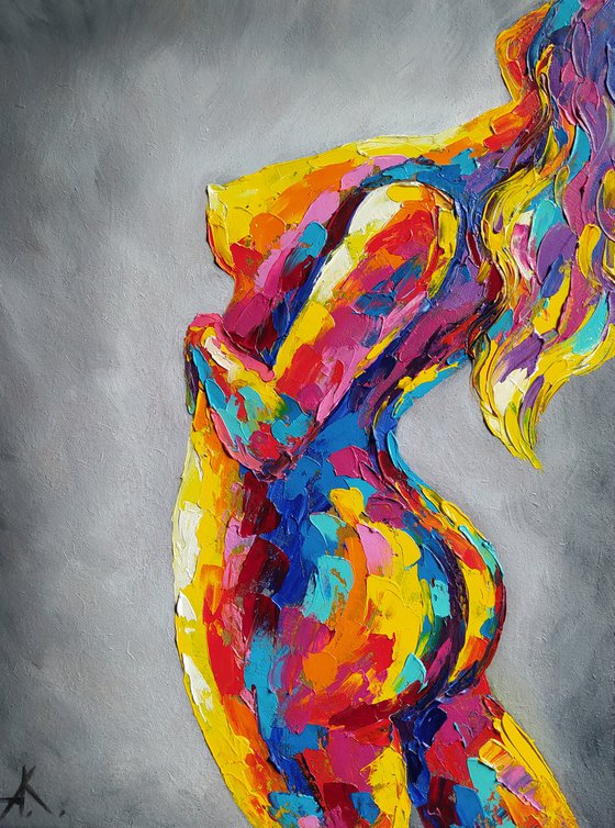 Flexure - woman body, nude, erotic, body, woman, oil painting, gift for him, gift for man, nu