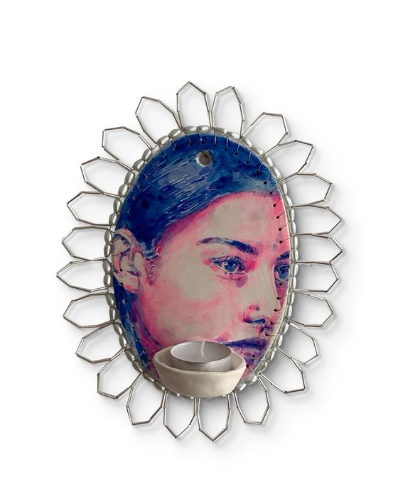 Illuminated woman face
