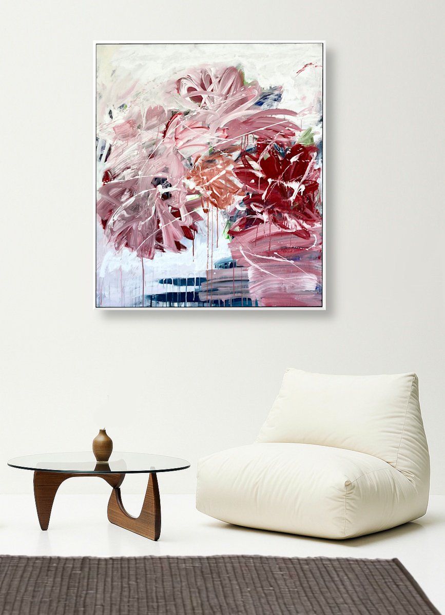 Abstract Acrylic Painting By Jutta Rika Bressem, 39 X 47", Still Life 32, Original Artwork