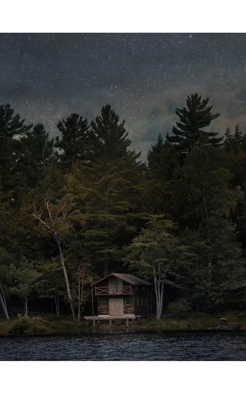 Log Camp - 18 x 12"  - Dusk Series by Brooke T Ryan