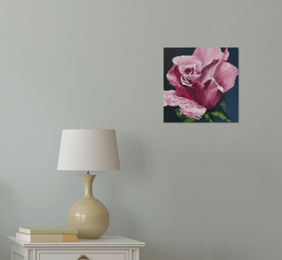 “Rose in maroon” original painting floral on canvas