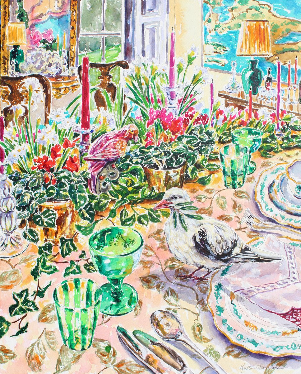 Impressionistic Still Life Watercolour By Kristen Olson Stone, 16 X 20", A Peaceful Easy Feeling, Original Artwork