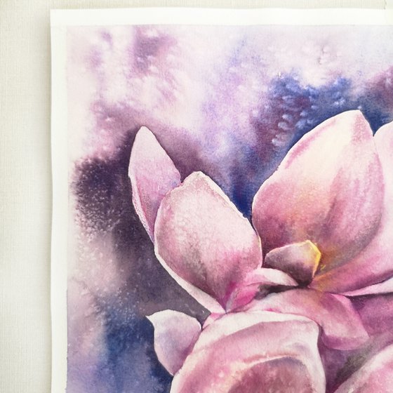 Magnolia watercolor painting