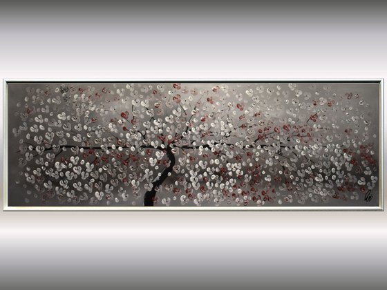 Blooming Tree acrylic abstract painting cherry blossoms nature painting framed canvas wall art