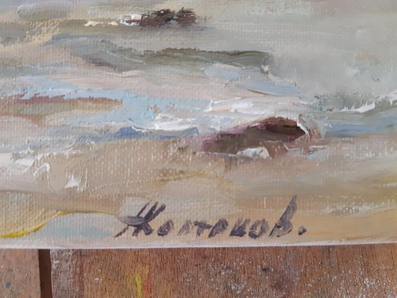 Seascape, original, oil on canvas impressionistic landscape