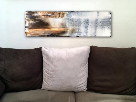 "Mudslide" - FREE USA SHIPPING + Special Price - Original PMS Abstract Acrylic Painting On Reclaimed Wood - 41.5" x 11.5"