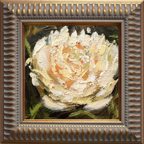 Peony 05...framed / ROM MY A SERIES OF MINI WORKS / ORIGINAL OIL PAINTING by Salana Art Gallery