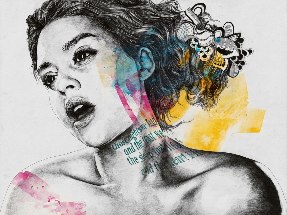 Expressive Portrait Pencil Drawing By Marco Paludet, 31 X 24", The Broken Vow I, Original Artwork