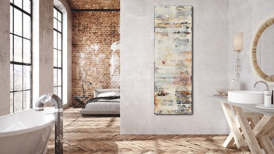 WALL FRAGMENTS * 150 x 50 cms * ACRYLIC PAINTING ON CANVAS * WHITE * SAND