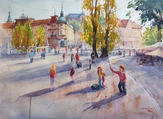 The Lively Ljubljana | Original watercolor painting