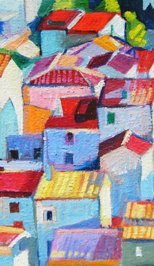 Roofs  / 16 x 11.4 cm by Maja Đokić Mihajlović