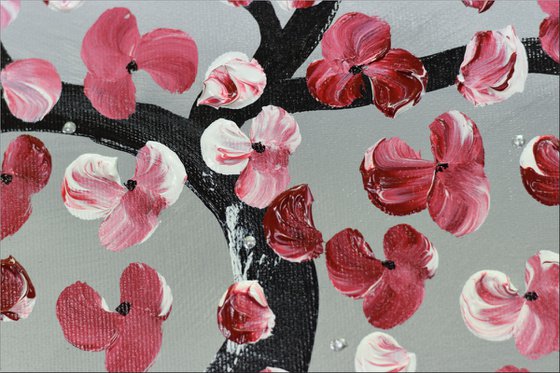 Blooming Tree - Supersize acrylic abstract painting cherry blossoms nature painting canvas wall art