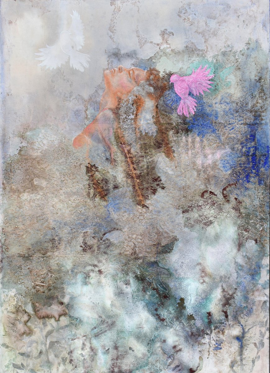 Abstract Portrait Oil Painting By Milena Nicosia, 43 X 60", Daphne, Original Artwork