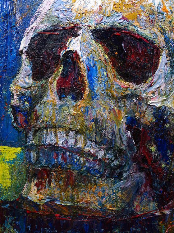 Original Oil Painting Skull Expressionism